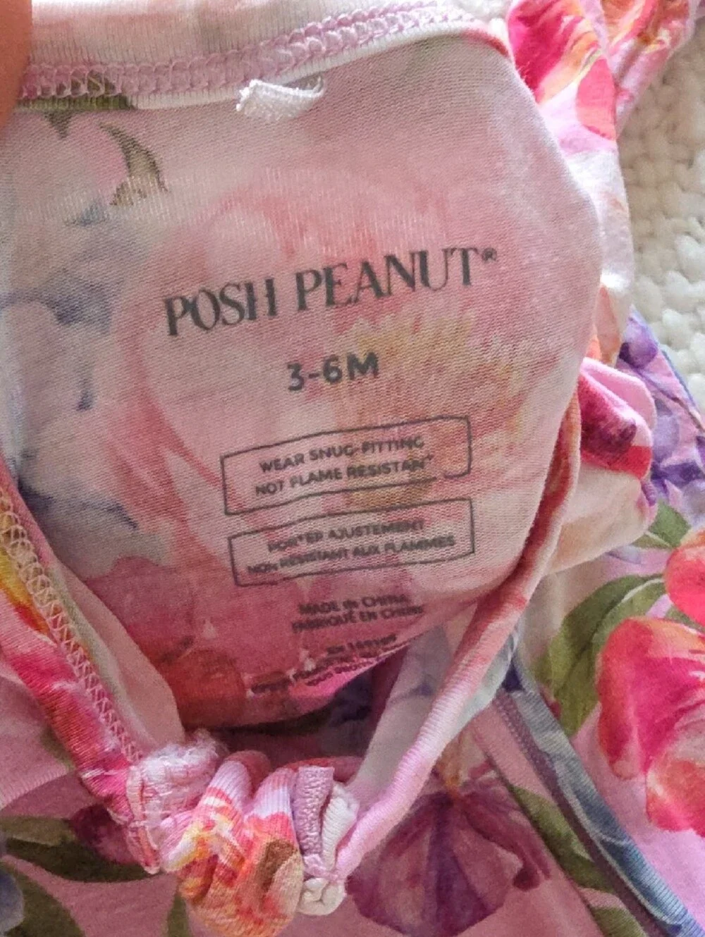 Posh Peanut Pink Floral Zip Footie 3-6 m